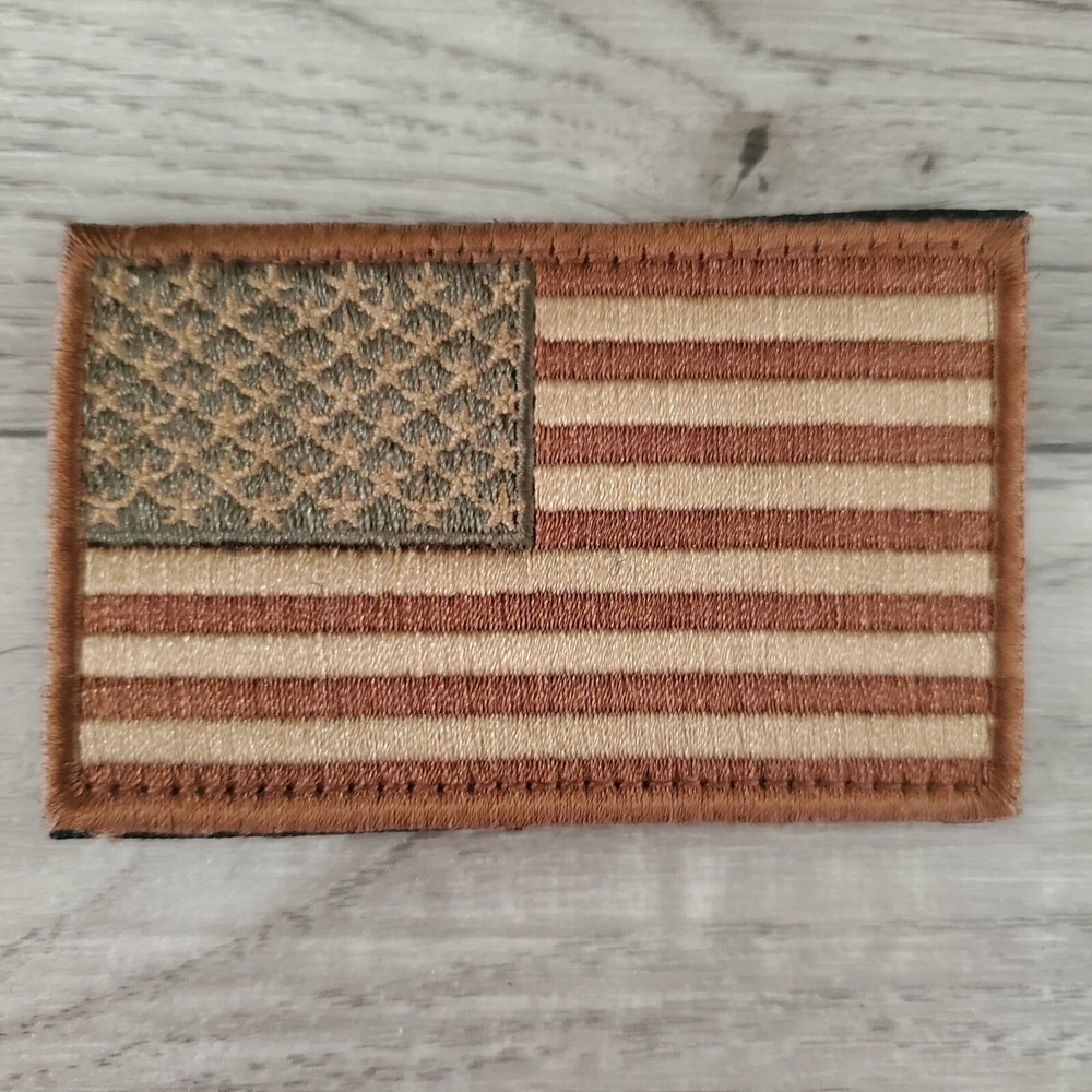 BROWN AMERICAN FLAG TACTICAL MORALE PATCH HOOK AND LOOP NEW