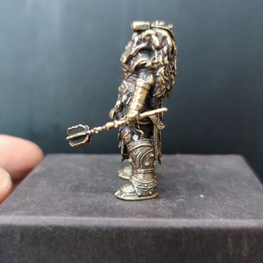 Black Solid Brass Soldier Man Knight Terminator Model Toy Statue
