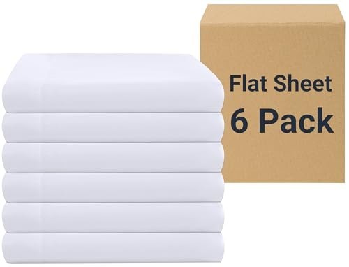 King Size Flat Bed Sheets 6 Pack - Soft Microfiber, Color-Coded Hem, Hotel Essen