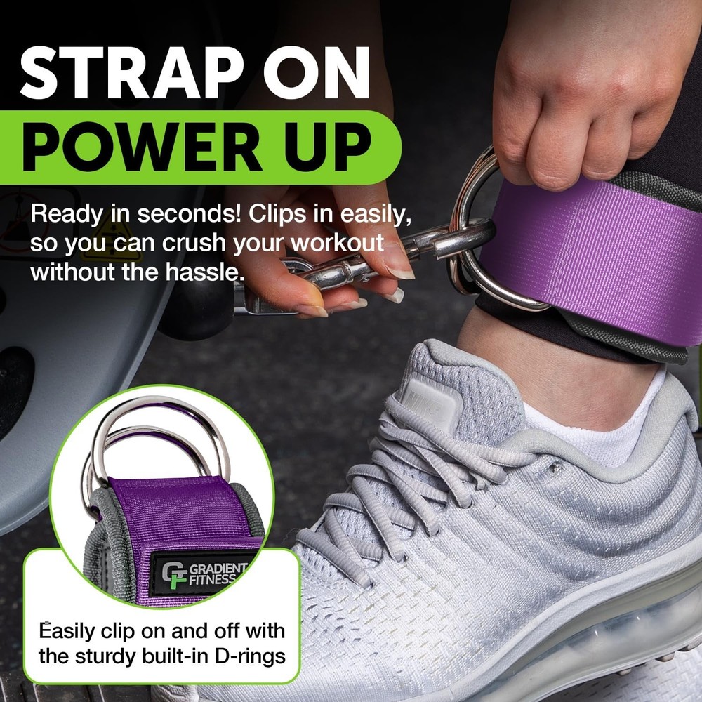 Gradient Fitness Ankle Straps (2 Pack) | Ankle Strap for Cable Machine, Ankle...