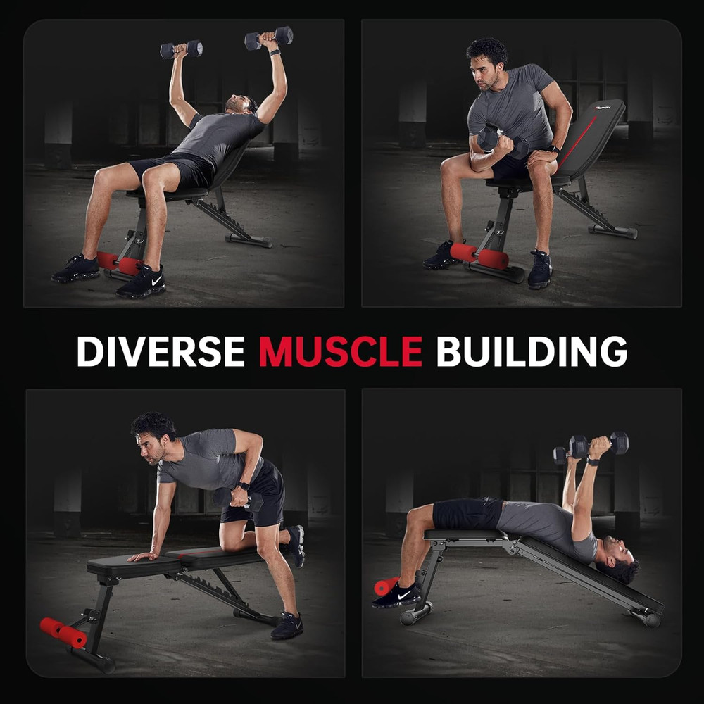 Adjustable Weight Bench for Home Gym, Foldable Workout Bench with Incline & Decl