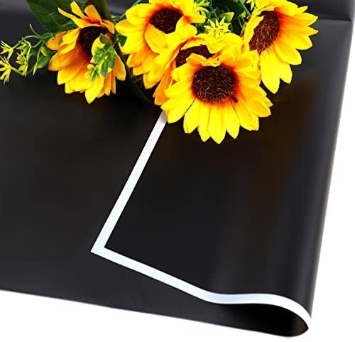 20 Sheets Flower Wrapping Paper Black White