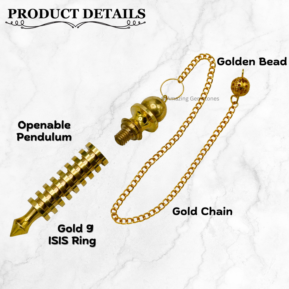 Gold 9 ISIS Ring Steel Copper Pendulum for Divination