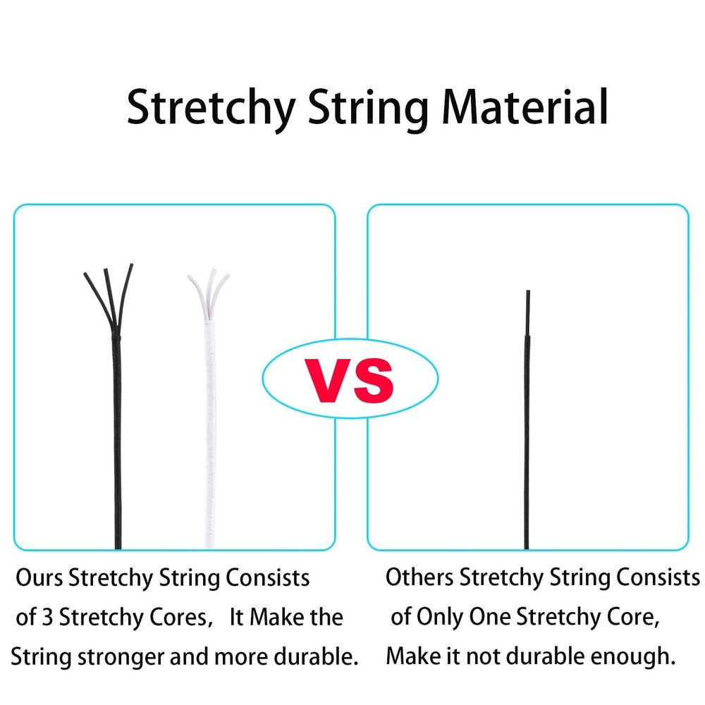 Stretchy String for Bracelets, 2 Rolls White Black (1.0mm), Black&white