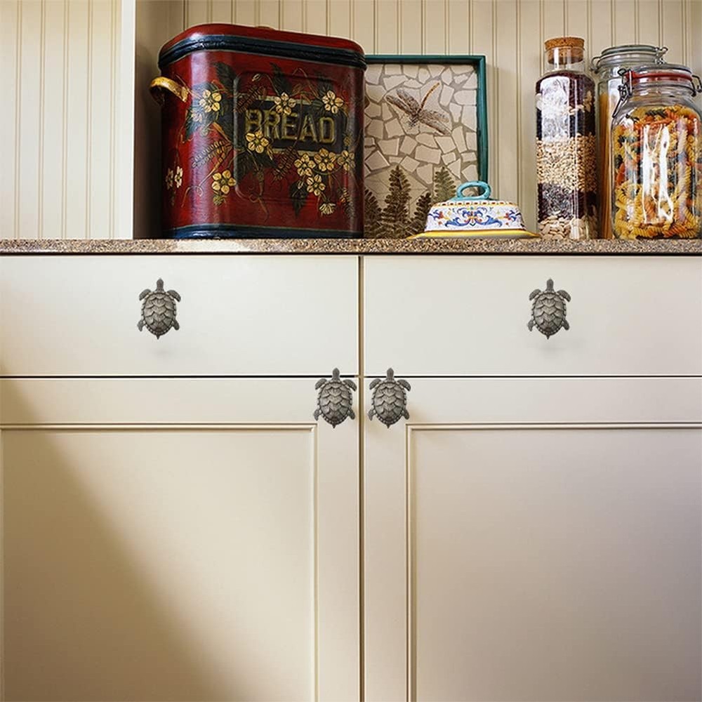 6 Pcs Sea Turtle Shape Knobs Door Handle Cabinet Drawer Cupboard Pull Dresser Si