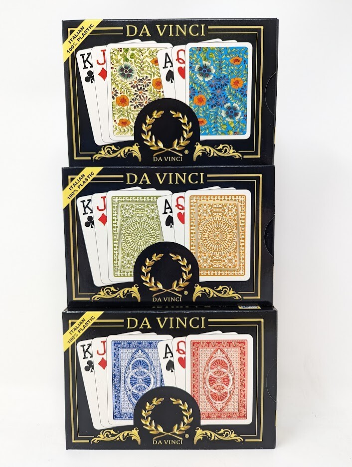 DA VINCI Poker Size Jumbo Index 100% Plastic Playing Cards Collection (3 pack)