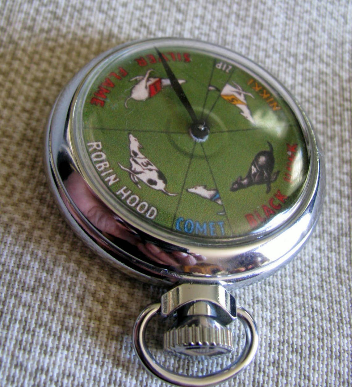 FINE GREY HOUND 6 DOG RACING POCKET WATCHSIZE VINTAGE MECHANICAL GAMBLING DEVICE