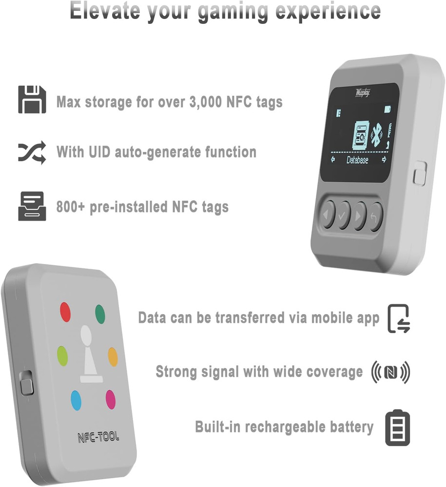 NFC Emulator Compatible with Switch 1 & 2 and NFC Enabled Devices - 1.54”OLED Sc