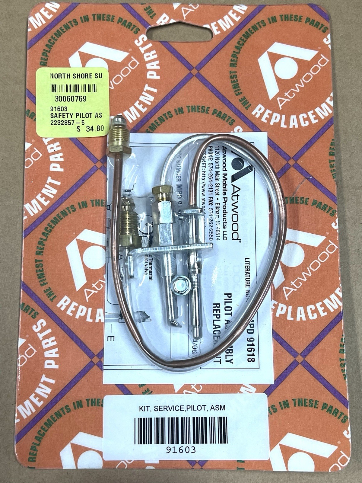 Atwood 91603 RV Water Heater Pilot Assembly Kit ASM 91618 - NEW SEALED