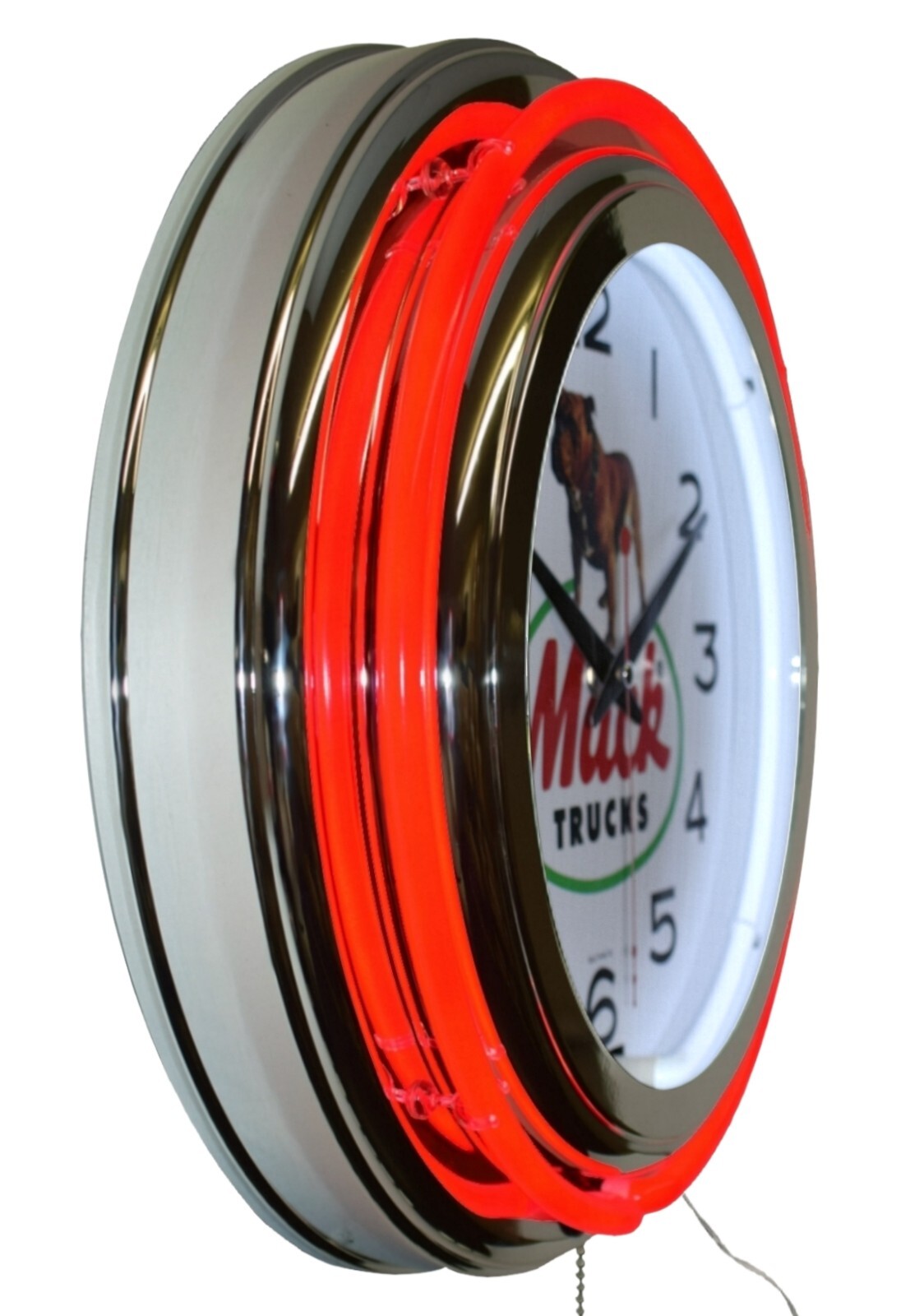15" Mack Trucks Bulldog Double Neon Clock Man Cave Garage Decor (Red)