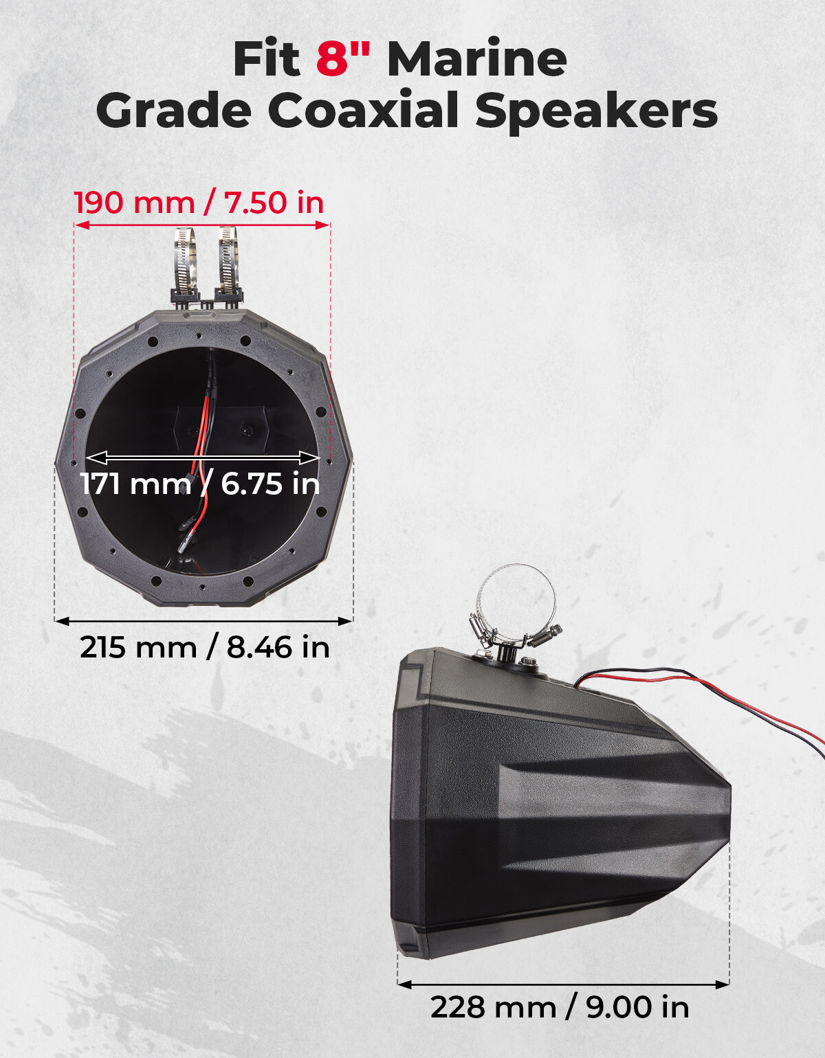 A Pairs Upgraded 8" Speaker Pod Enclosure UTV 8-Inch Speaker Cage Pods