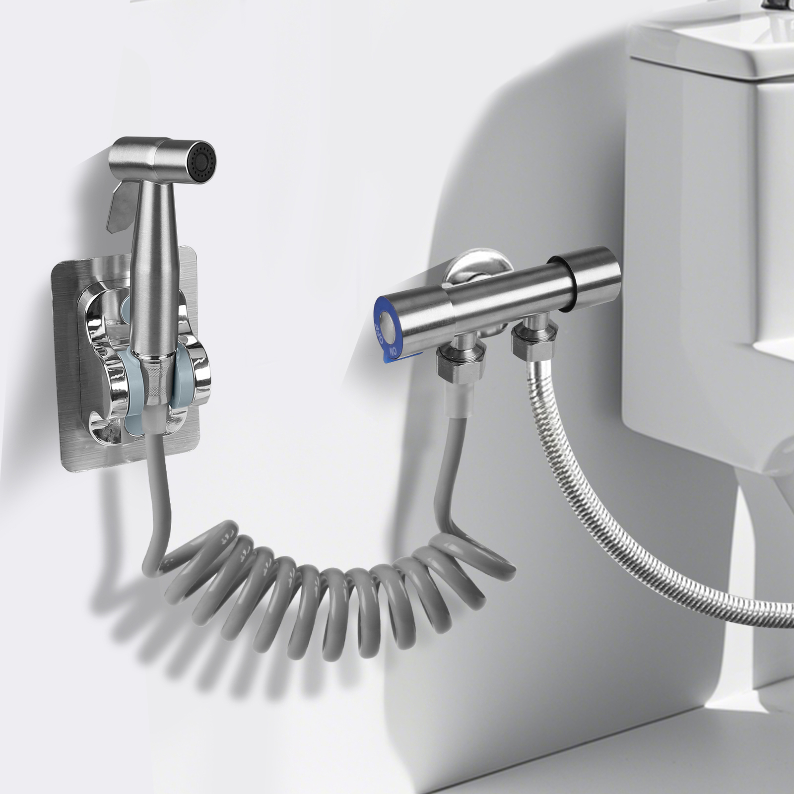 Toilet Shattaf Adapter Hose Bidet Spray Stainless Steel Handheld Shower Head US