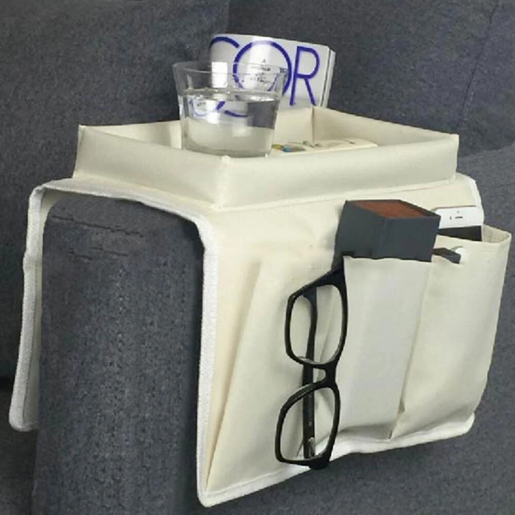 Sofa Armrest Organizer with Cup Holder Tray Couch Armchair Caddy Storage Pockets