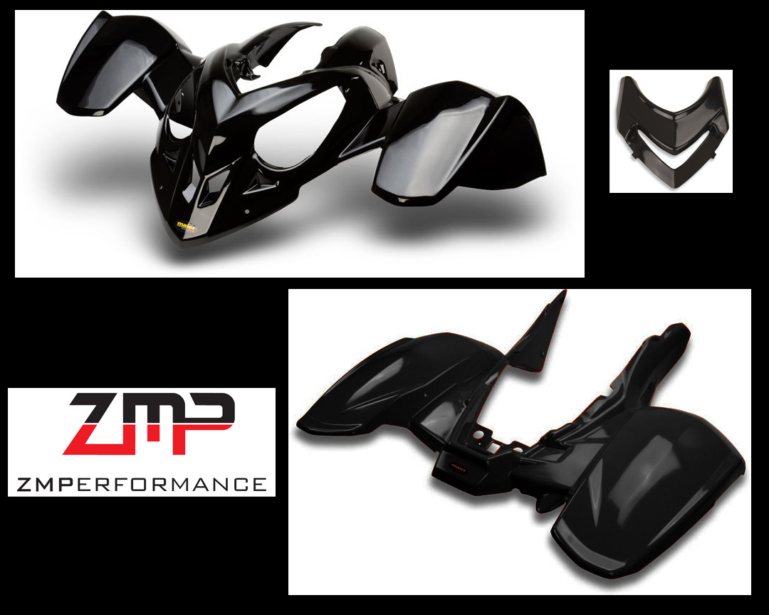 NEW POLARIS PREDATOR 500 BLACK PLASTIC FRONT AND REAR FENDER SET