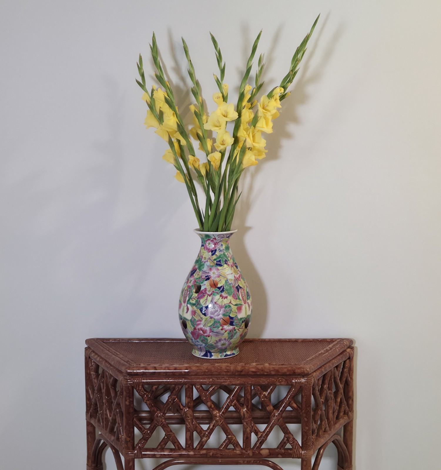 Vintage 14" Chinese Millefleur and Pomegranate Fruit Vase