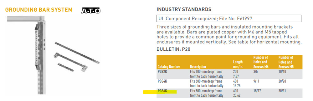 NVENT HOFFMAN #PGS6K - GROUNDING BAR SYSTEM