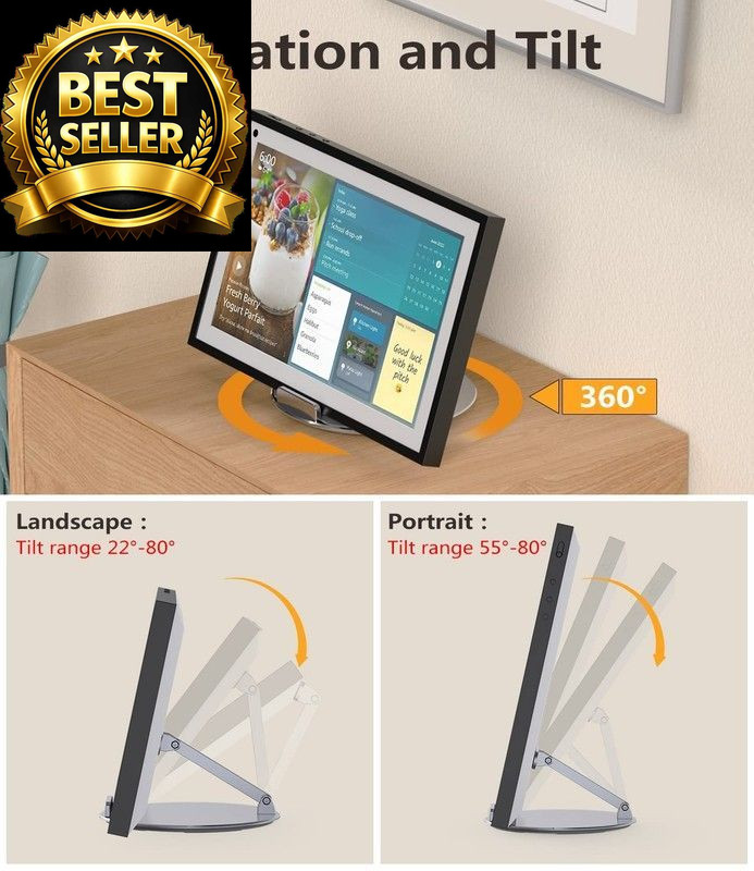 Laivli Stand Compatible with Echo Show 15/21, Adjustable Foldable Silver