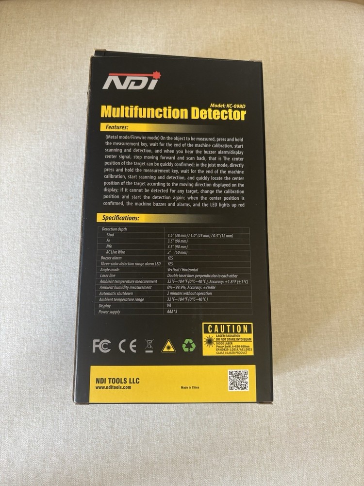 NDI 5 In 1 Multi Function Wall Scanner With Laser Distance Meter Metal Framing