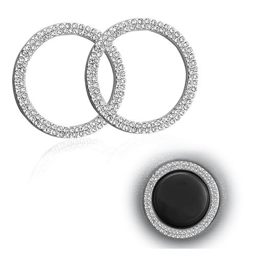 2PCS Bling Crystal Rhinestone Engine Start/Stop Decoration Double Row-White