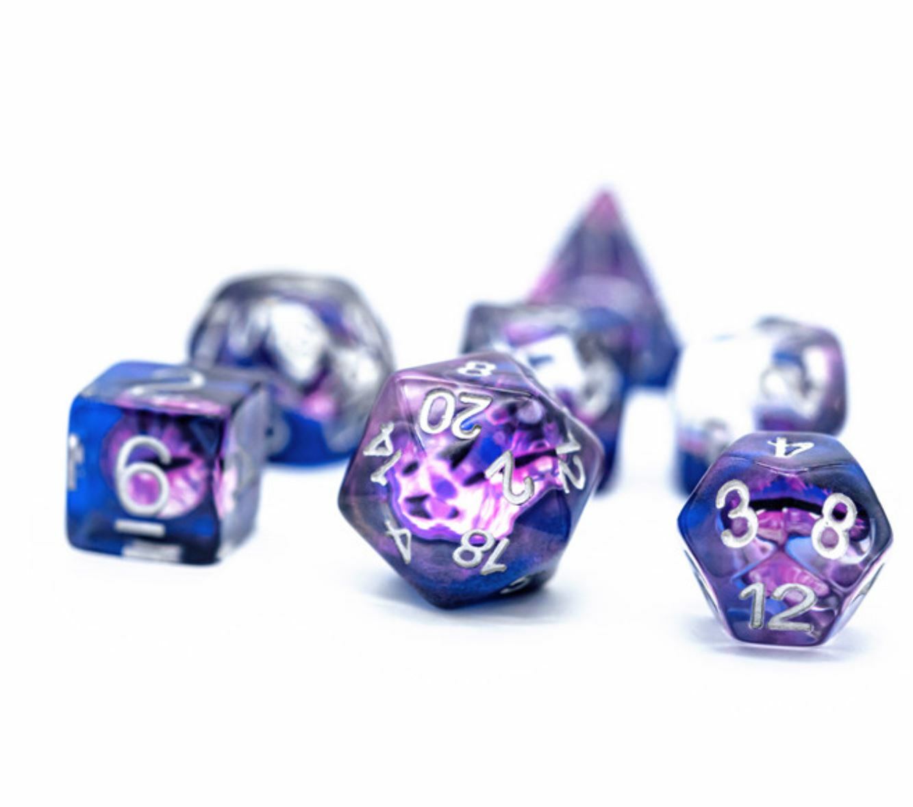 Purple Demon's Eye Polyhedral RPG Dice Set for DnD Pathfinder