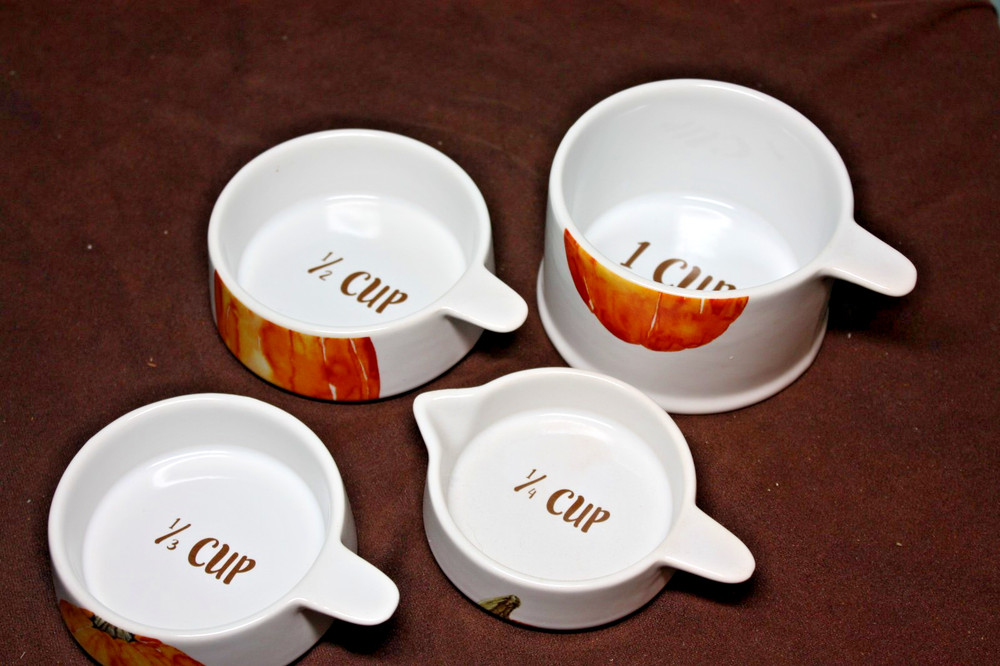 Whimsical PUMPKIN Ceramic Stacking Measuring Cups Set