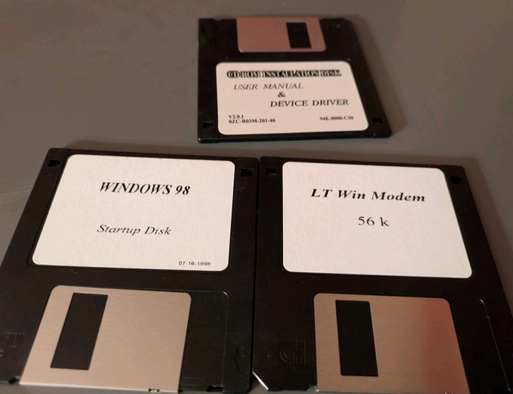 Windows 98 Startup Or Boot Disk With LT 56k Modem And CD Device Driver Disks