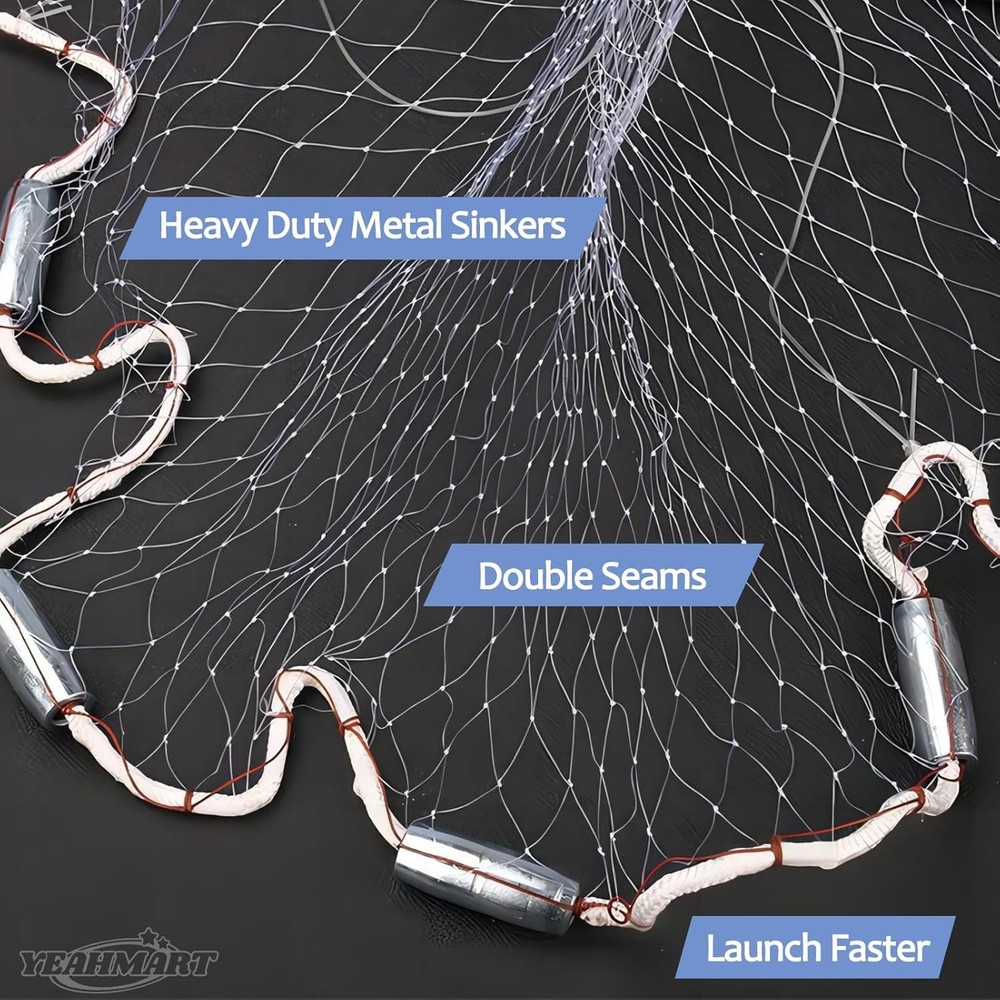 7ft Radius Cast Net with Zinc Sinker Weights