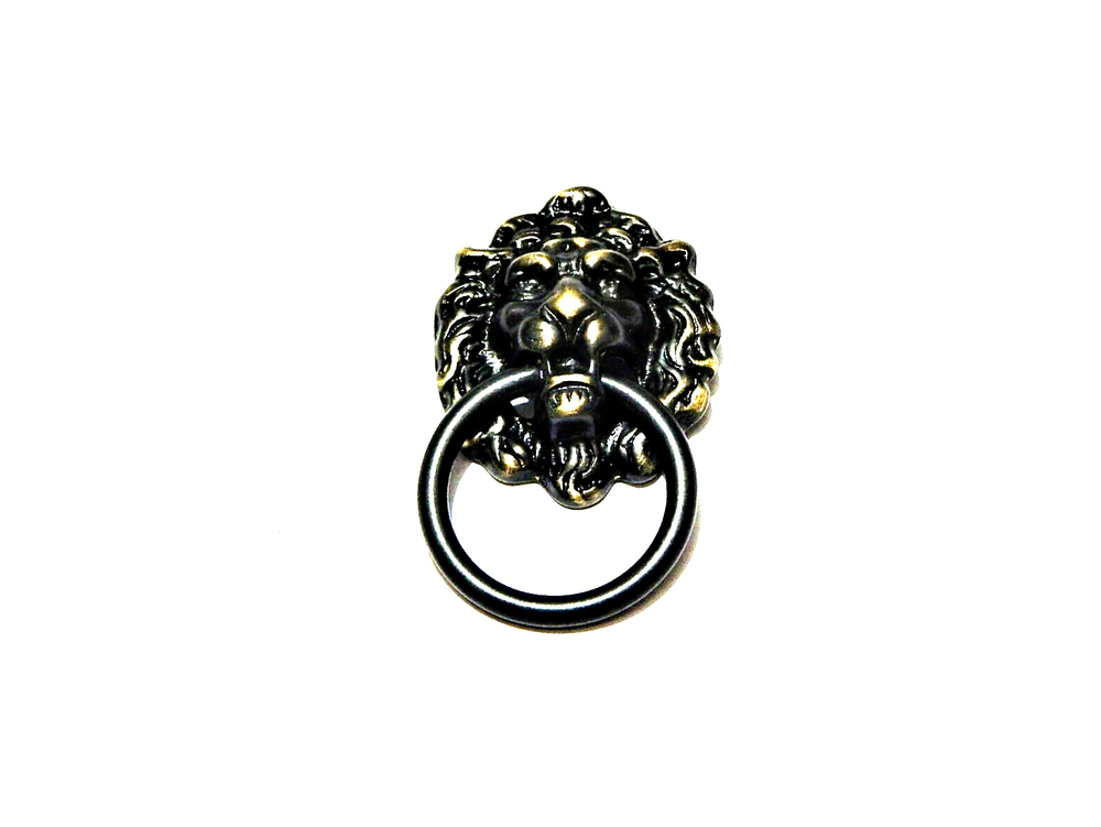 Lions Head Ring Pull For Doors Vanities Chest Antique Brass