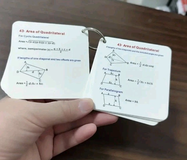 52 Math Formula Flashcards Study Guide Algebra Trig Geometry Calculas Physics