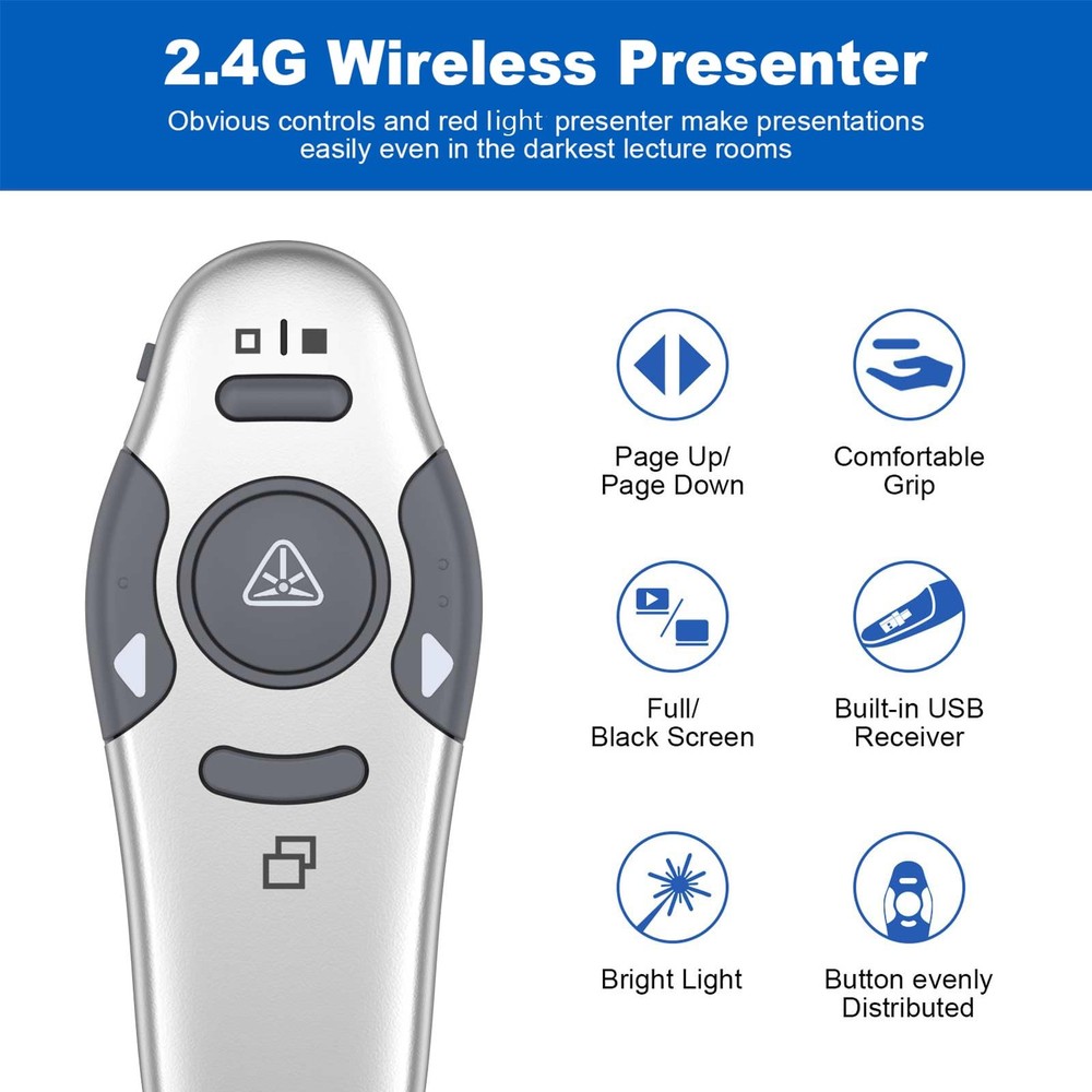 Presentation Clicker Wireless Presenter Remote Clicker for PowerPoint Present...