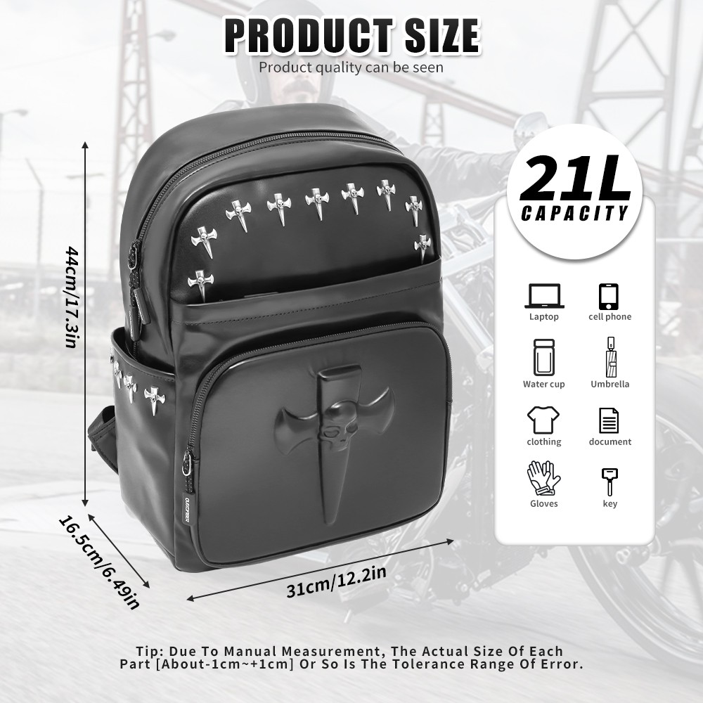 PU leather Multi-Functional Waterproof Motorcycle Backpack Travel Bag