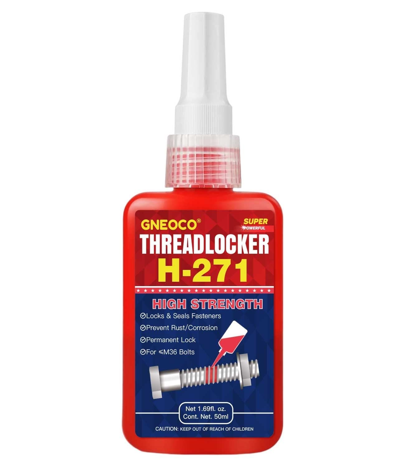 Threadlocker Red, Thread Lock High Strength Lock Tight for Nuts, Bolts, Fastener