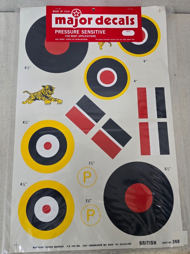 Major Decals Model Aircraft Pressure Sensitive Decals - British
