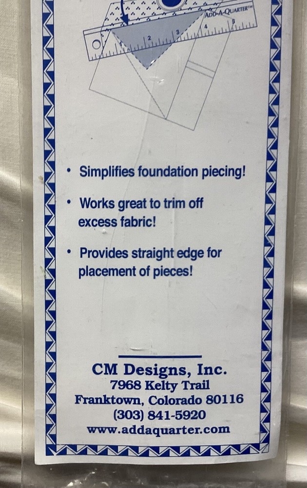 Add-A-Quarter™ - 12" Ruler - 1/4" Lip - Simplifies Foundation & Template Piecing