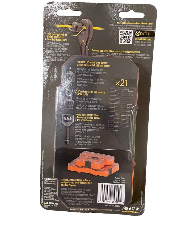 Klein Tools 65300 32-PCs Pass Through Socket Set | MODBOX and KNCT compatible