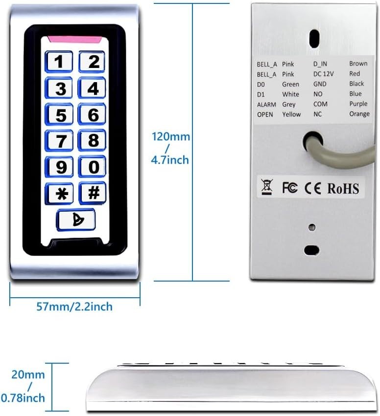 Stand-Alone Password Keypad Access Control System with 5 Proximity Keychains