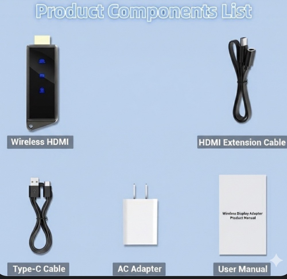 Braidol Q8PLUS Wireless HDMI Display Dongle Adapter Black 1080p HD Streaming