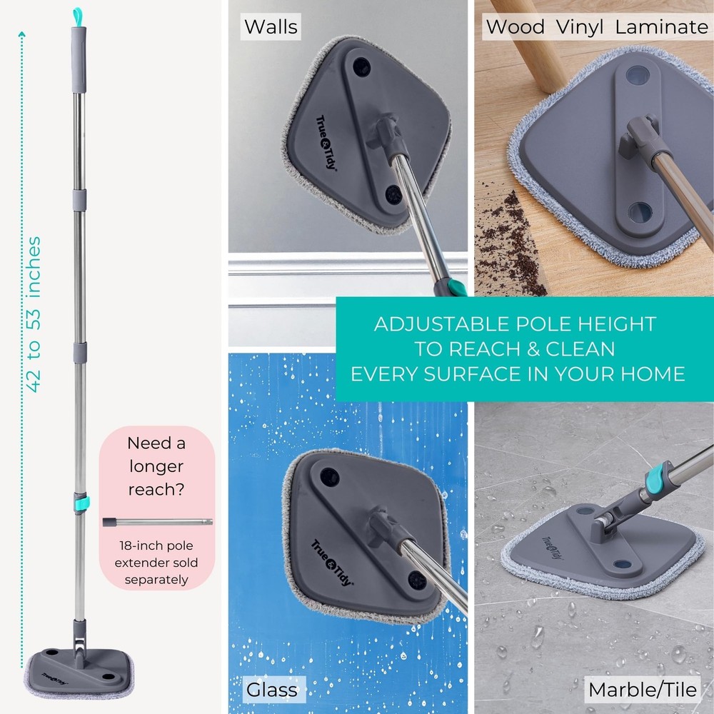 True Clean Spin Mop & Bucket System – Dual Compartment Design for Clean & Dir...