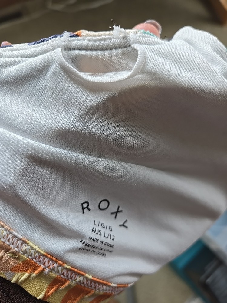 Roxy String Bikini Swim Bathing Suit Triangle Top Tie Large Juniors