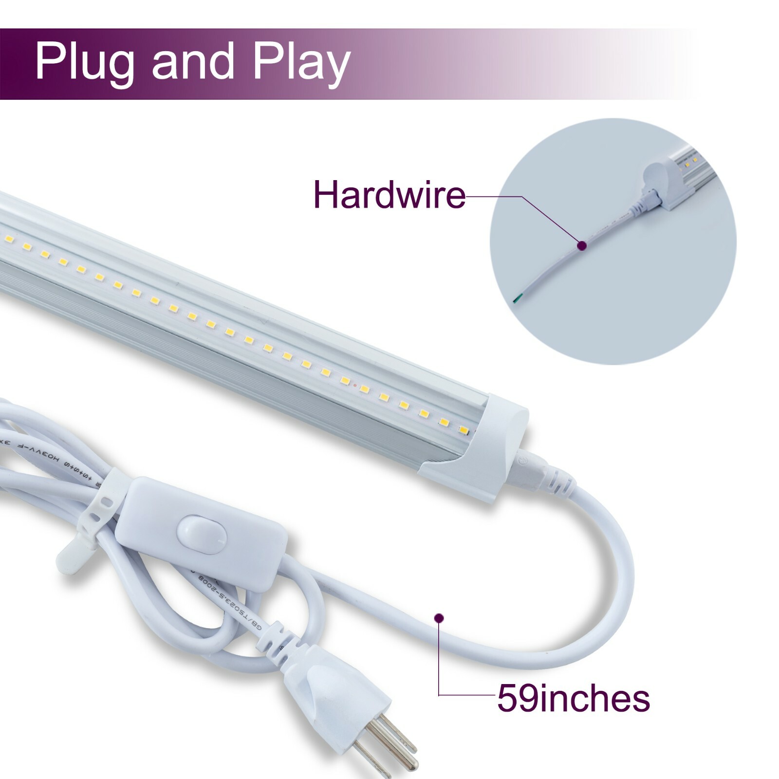 12 Pack T8 4FT LED Shop Light Linkable Ceiling Tube Fixture 24W 6000K Clear