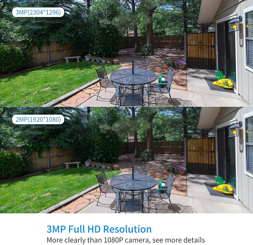 HISEEU 3MP Outdoor Security Camera For Hiseeu Wireless Security Camera System