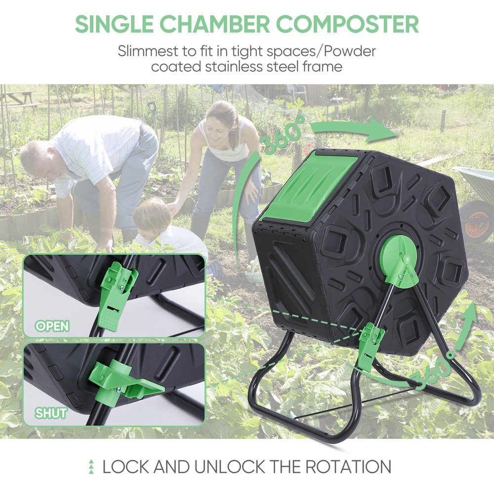 18.5 Gal Compost Bin Garden Composting Durable Rotating Compost Bins Tumbling