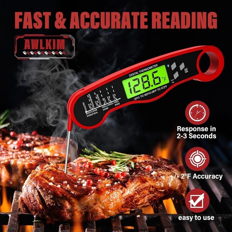 Digital Meat Thermometer Instant Read Waterproof BBQ Cooking Kitchen Probe New