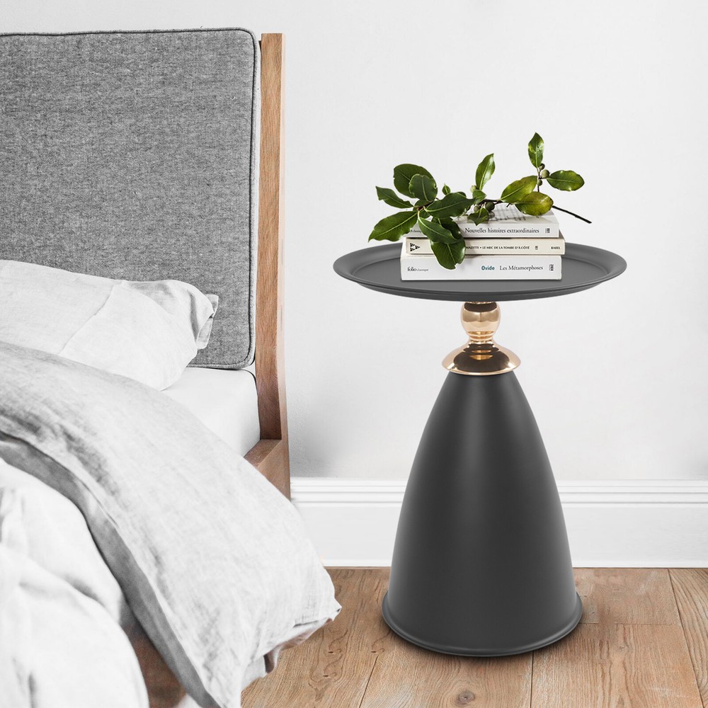 Small Round Side Table, Iron Side Table for Small Spaces, Modern Couch End Table