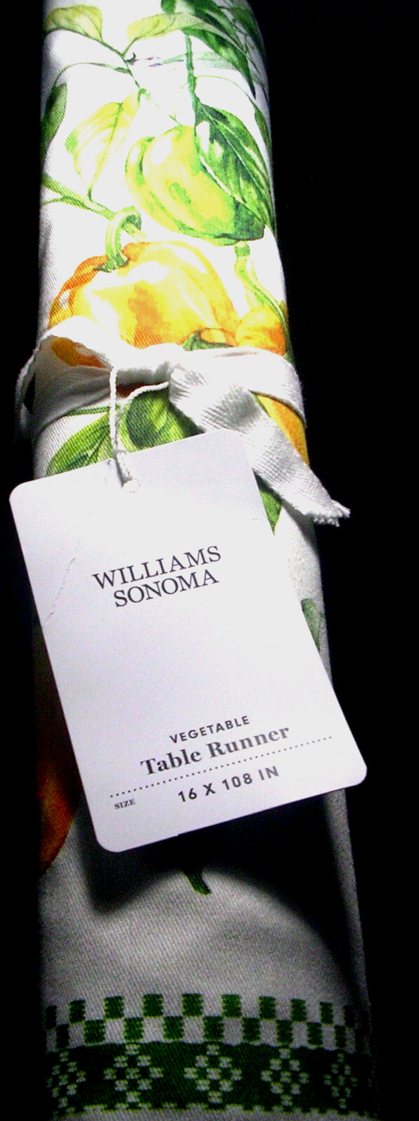 WILLIAMS SONOMA VEGETABLE TABLE RUNNER TWILL WEAVE COTTON 16X108 REVERSIBLE NWTG
