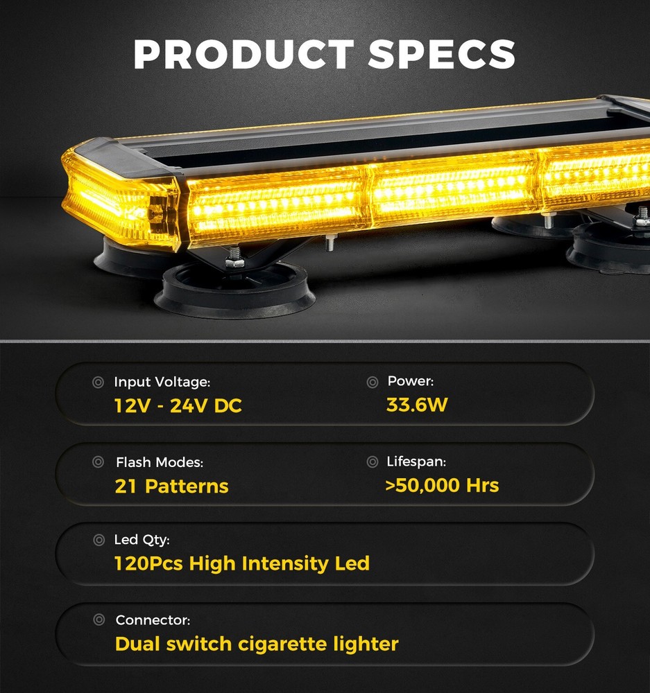 14 inch Rooftop Double Side Strobe Light Bar Traffic Advisor Emergency Warning