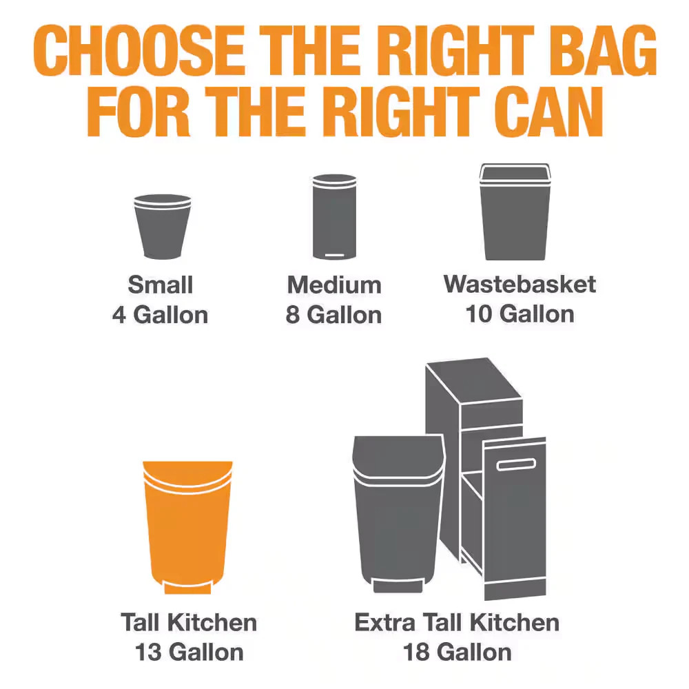 13 Gallon Fresh Scent Tall Kitchen Trash Bags with Drawstring, 200-Count