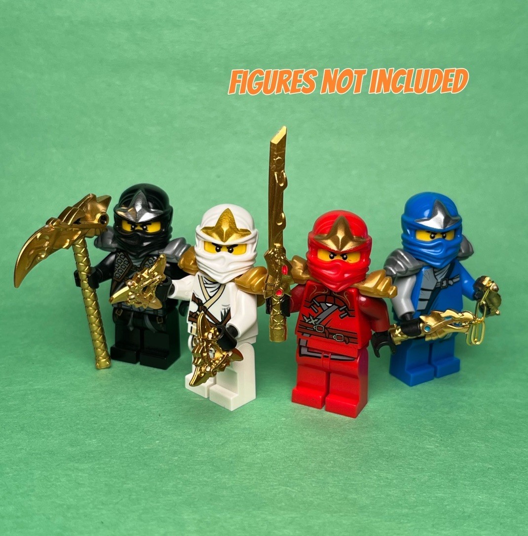 Custom Ninjago 4 Golden Elemental Weapons
