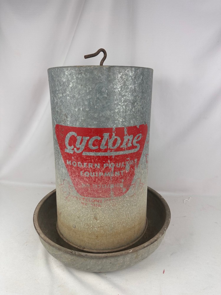 Vintage Galvanized Vertical Cyclone Chicken Poultry Feeder 24"