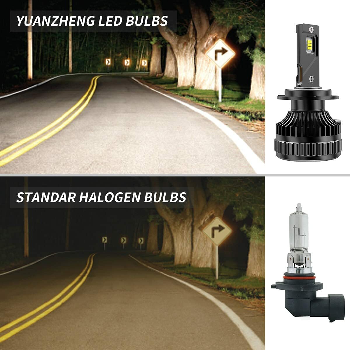 VLAND 2* D2H LED Headlight Bulbs 50W 6000K For Projector Lens 2PCS
